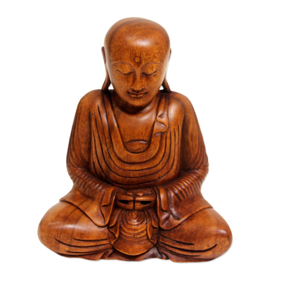 Hand Carved Wood Buddha Statuette from Bali
