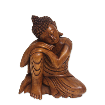 Balinese Hand-Carved Wood Buddha Statuette