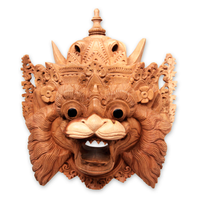 Hand Carved Acacia Wood Balinese Tiger Mask