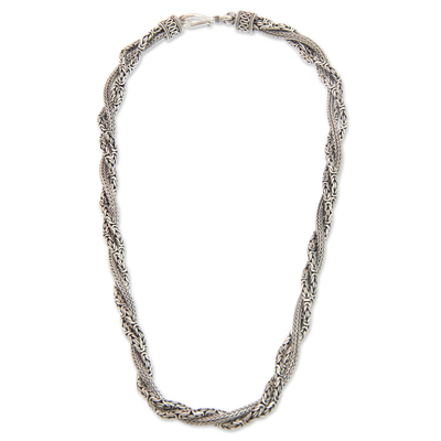 Fair Trade Borobudur Style Sterling Silver Torsade Necklace