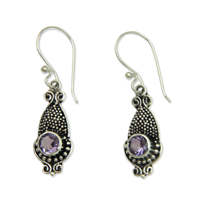 Amethyst and Sterling Silver 925 Earrings with Squid Motif