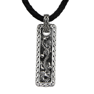 Sterling Silver Dragon Pendant Necklace for Men