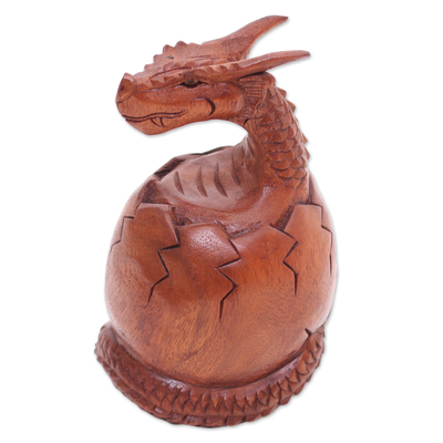 Hand Carved Suar Wood Balinese Dragon Sculpture