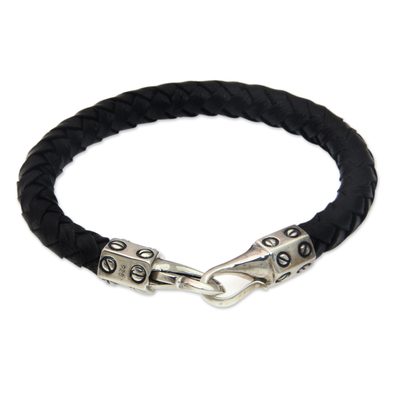 Handcrafted Black Leather and Silver Women