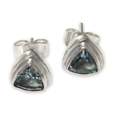 Fair Trade Steling Silver and Blue Topaz Stud Earrings