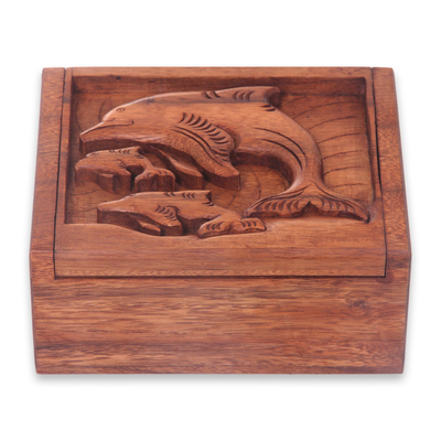 Balinese Dolphin Theme Hand Crafted Wood Box