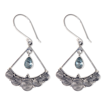Artisan Crafted Blue Topaz and Sterling Silver Earrings