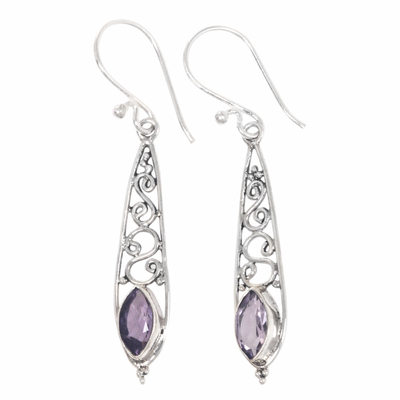 Artisan Crafted Amethyst and Silver Dangle Earrings