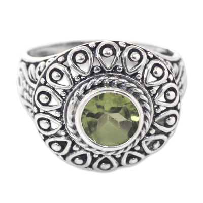 Sterling Silver and Peridot Bali Artisanal Ring