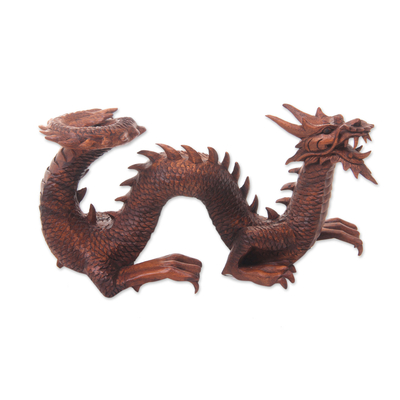 Artisan Hand Carved Balinese Dragon Sculpture