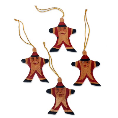 Artisan Crafted Santa Claus Christmas Ornaments (Set of 4)