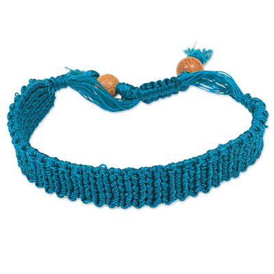 Rich Turquoise Hand Knotted Macrame Wristband Bracelet
