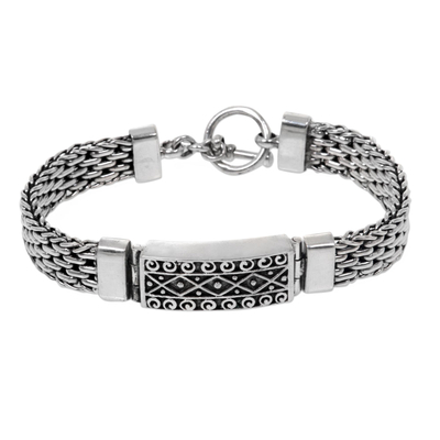 Panther Link Chain Bracelet with Pendant in 925 Silver