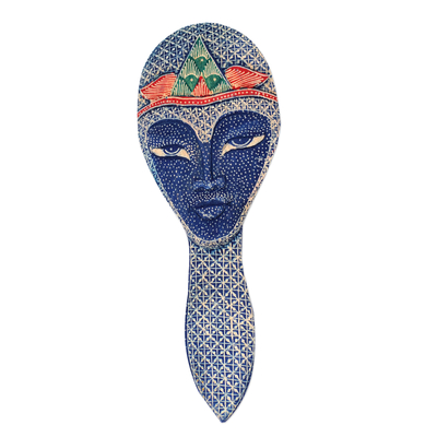 Batik Mask on Artisan Crafted Hand Mirror from Bali