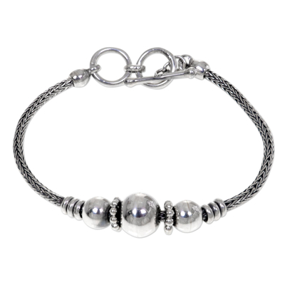 Naga Chain Sterling Silver Bracelet with Ball Pendants
