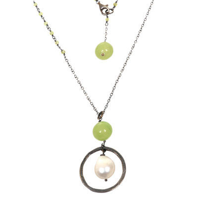 Cultured Pearl Chalcedony Pendant Necklace from Indonesia