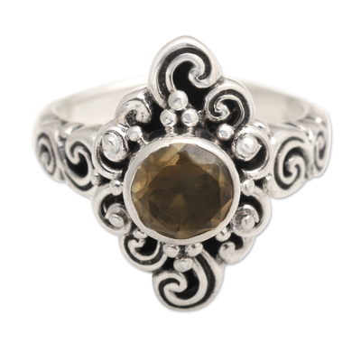 Handcrafted Balinese Citrine Sterling Silver Cocktail Ring