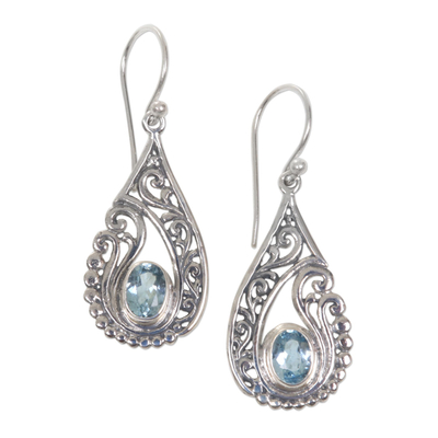 Artisan Crafted Blue Topaz and Sterling Silver Earrings