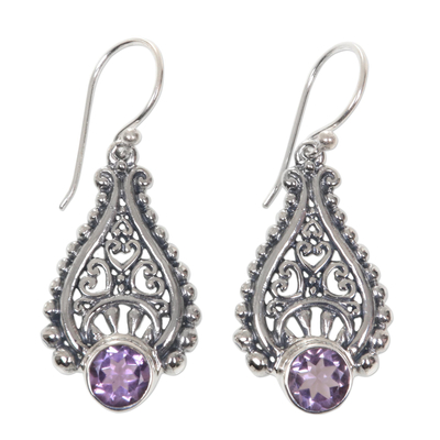 Lacy Amethyst Earrings Handcrafted with Sterling Silver