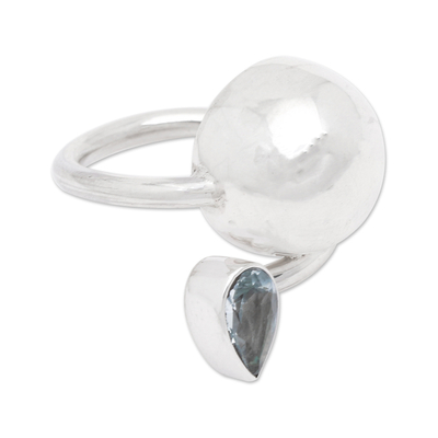 Sterling Silver Blue Topaz Wrap Ring from Indonesia