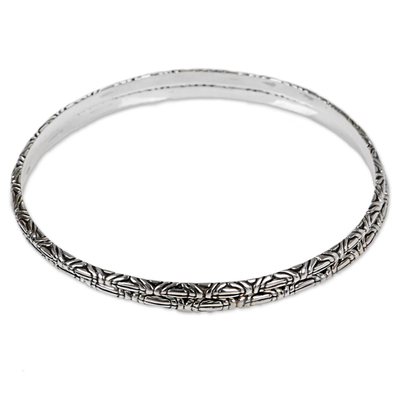 Two 925 Sterling Silver Handmade Engraved Bangles from Bali