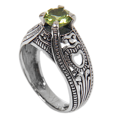 Hand Made Sterling Silver Peridot Solitaire Ring Indonesia
