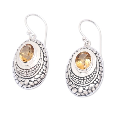 Citrine and Sterling Silver Dangle Earrings from Indonesia