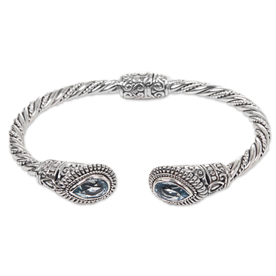 Sterling Silver Blue Topaz Cuff Bracelet from Indonesia