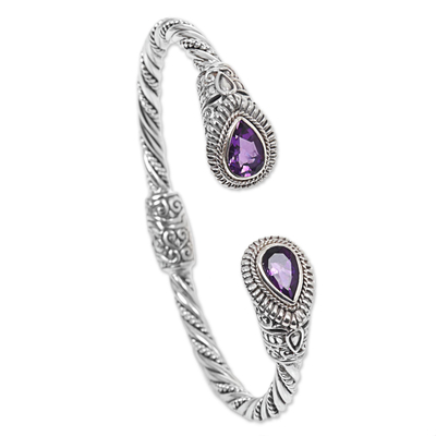 Amethyst Sterling Silver Cuff Bracelet from Indonesia