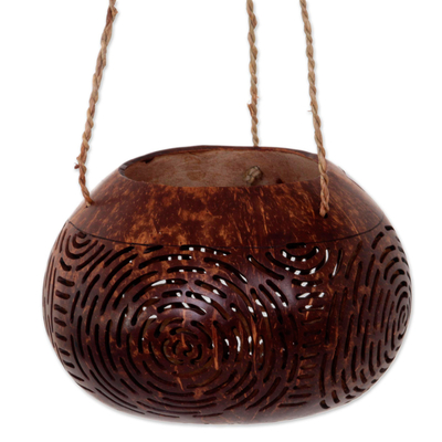 Hand Made Coconut Shell Decorative Accent Circle Indonesia