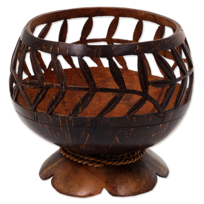 Hand Carved Coconut Shell Catchall from Indonesia
