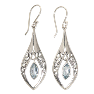 Sterling Silver Blue Topaz Dangle Earrings Indonesia