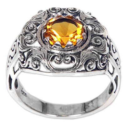 Citrine Sterling Silver Ring Handmade in Indonesia