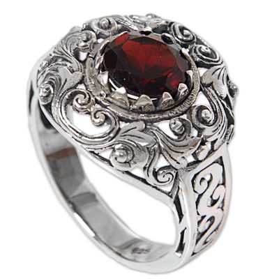 Garnet Sterling Silver Ring Handmade in Indonesia