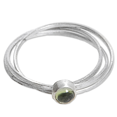 Hand Made Indonesian Peridot Sterling Silver Solitaire Ring