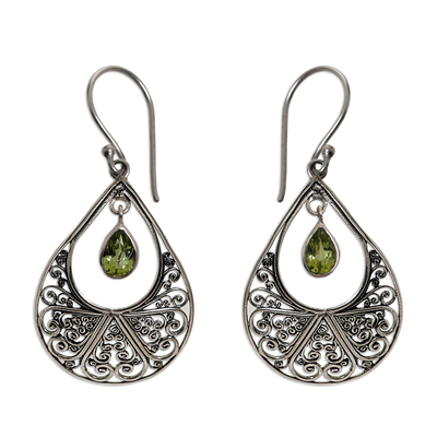 Hand Made Sterling Silver and Peridot Dangle Earrings