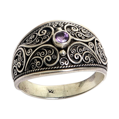 Sterling Silver and Amethyst Band Ring from Indonesia