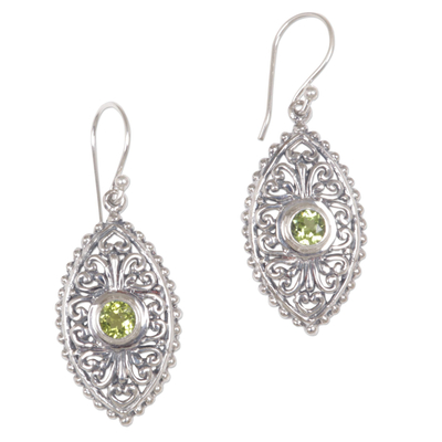 Sterling Silver and Peridot Dangle Earrings from Bali