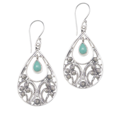 Sterling Silver and Reconstituted Turquoise Dangle Earrings
