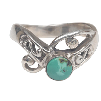 Natural Turquoise and Sterling Silver Single Stone Ring