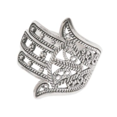 Sterling Silver Hamsa Symbol Ring Handcrafted in Bali