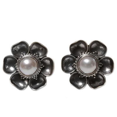 Cultured Mabe Pearl Button Earrings from Indonesia