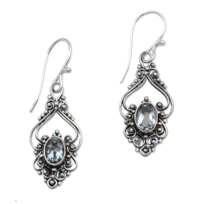 Bali Artisan Jewelry Blue Topaz Sterling Silver Earrings