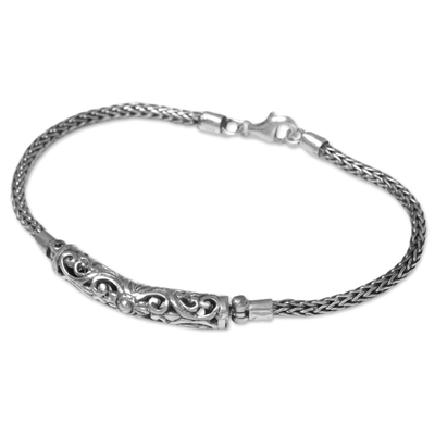Sterling Silver Balinese Chain and Pendant Bracelet