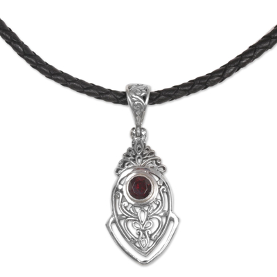 Sterling Silver and Garnet Pendant Necklace from Indonesia