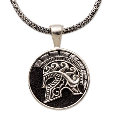 Sterling Silver Helmet Pendant Necklace from Indonesia