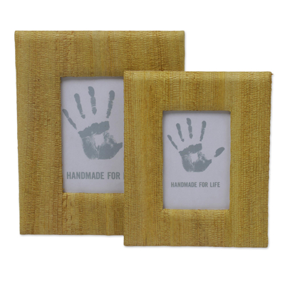 4x6 and 3x5 Natural Fiber Rustic Photo Frames in Yellow