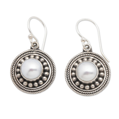 Culture Mabe Pearl and Sterling Silver Dangle Earrings