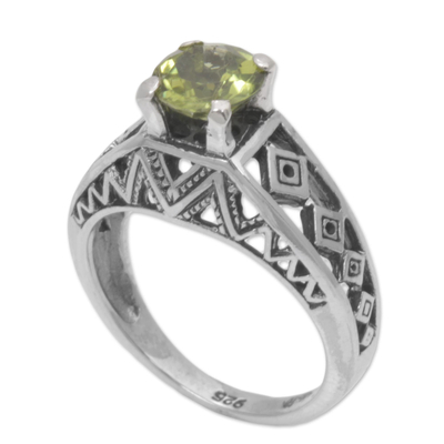 925 Silver Lattice Handcrafted Peridot Cocktail Ring
