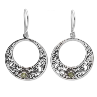 Peridot and 925 Sterling Silver Dangle Earrings from Bali